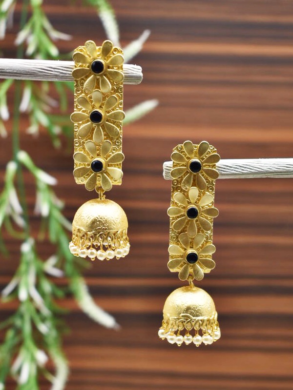 Gold Plated Floral Jhumkas
