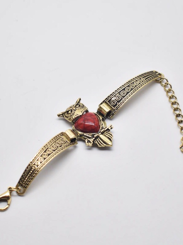 Antique Gold Finish Owl Shaped Bracelet
