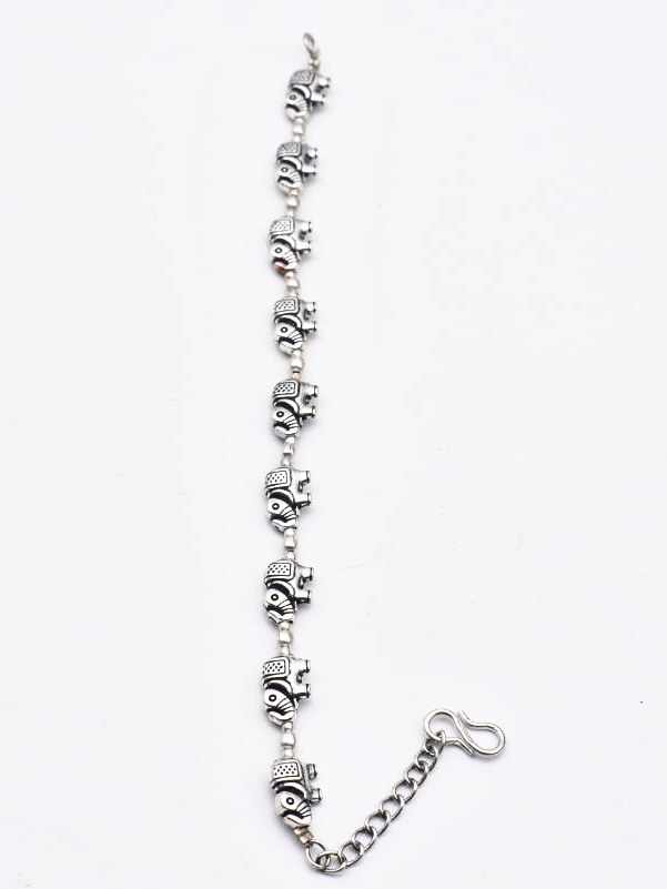 German Silver Little Elephant Chain Bracelet