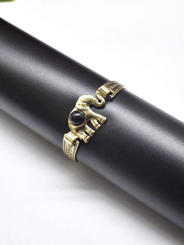 Antique Gold Finish Elephant Shaped Bracelet