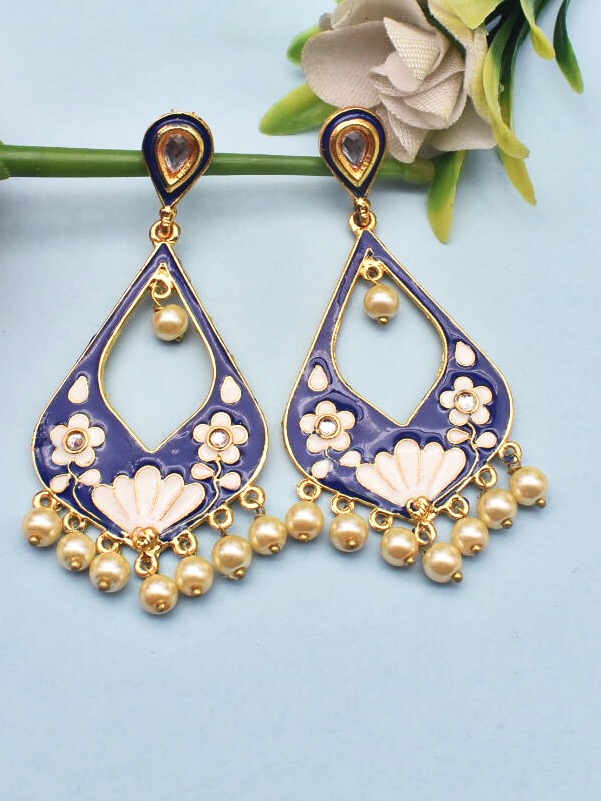 Amazon.com: I Jewels 18K Gold Plated Indian Wedding Bollywood Blue  Meenakari Earrings Glided With Kundans & Pearls (E3006Bl): Clothing, Shoes  & Jewelry