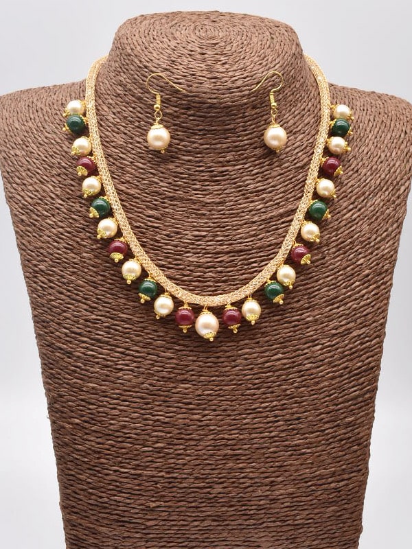 Gold Plated Link Chain Necklace (Multicolor)
