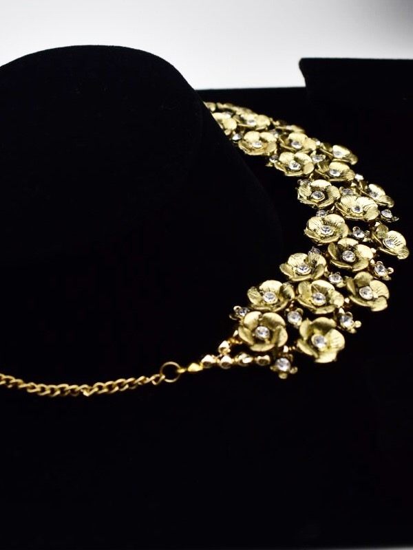 Exquisite Golden Oxidised Floral Necklace