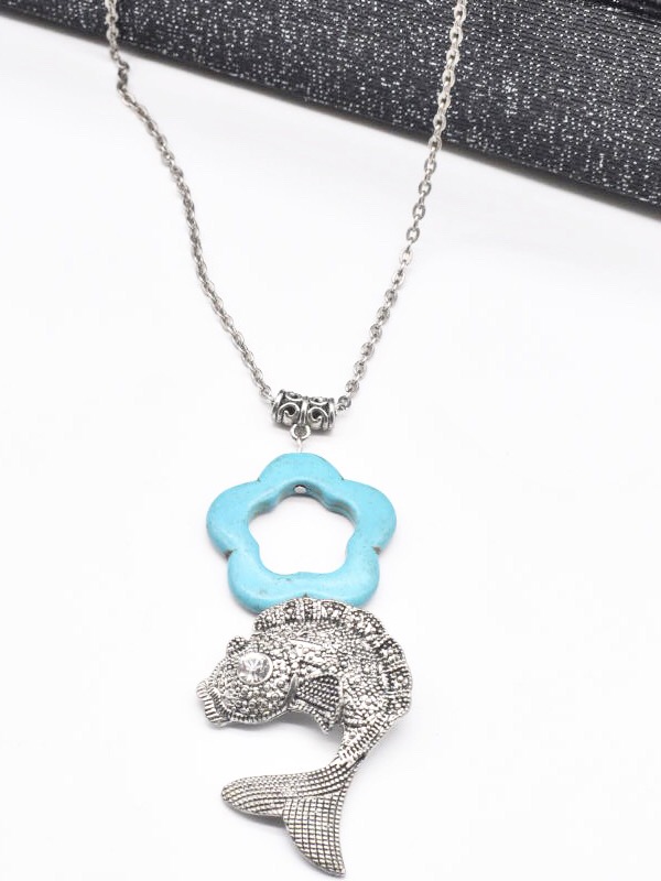Silver Diving Fish Casual Chain Necklace